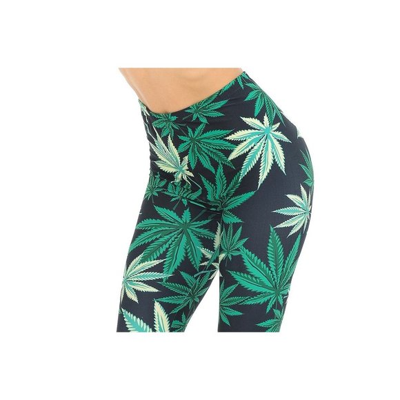 Pants - 420 style with our Creamy Soft Black Weed Leggings